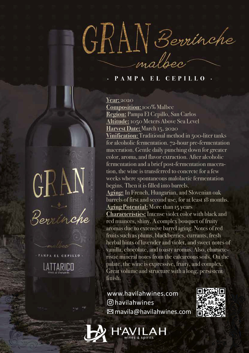 Gran Berrinche Malbec 2020 | Premium Argentine Malbec from Valle de Uco