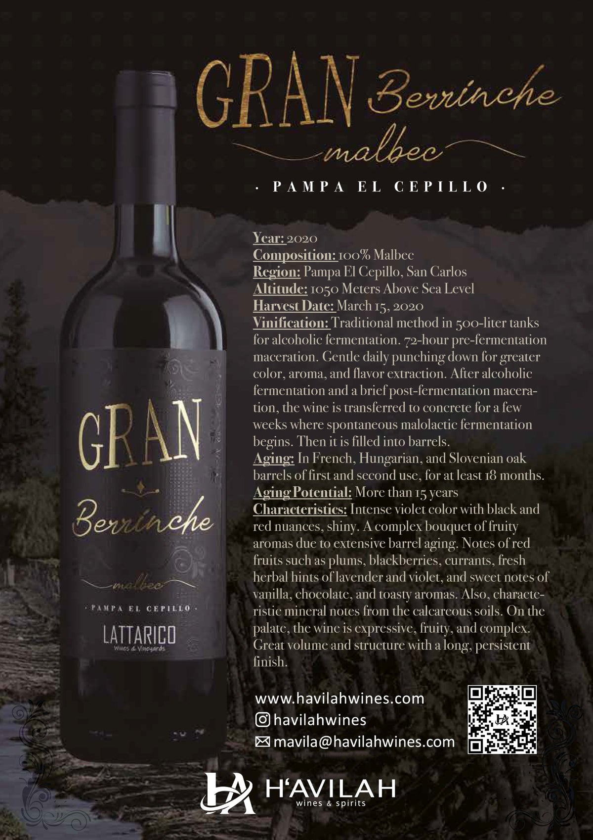 Gran Berrinche Malbec 2020 | Premium Argentine Malbec from Valle de Uco